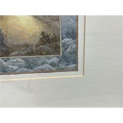 Lindsay Brown (British 20th century): 'End of the Day', watercolour signed, titled on exhibition label verso 15cm x 15cm 
Provenance: exh. Royal Institute of Painters in Water Colours, Mall Galleries, London 1970, label verso