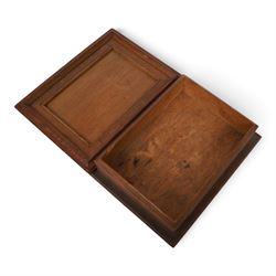 German Third Reich SS oak Mein Kampf presentation box, the lid carved with a raised oakleaf border and recessed centre bearing SS Sigrunen, H7cm