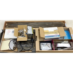 Power Units and controllers including NCE Power Cab complete DCC Starter Set, Graham Farish Powerbox 0192, Radio Shack Foreign to US Voltage Converter, Kadee Electrical Uncoupler, switch motors etc, all boxed; and quantity of Peco and other HO/00 track, points, turnouts etc