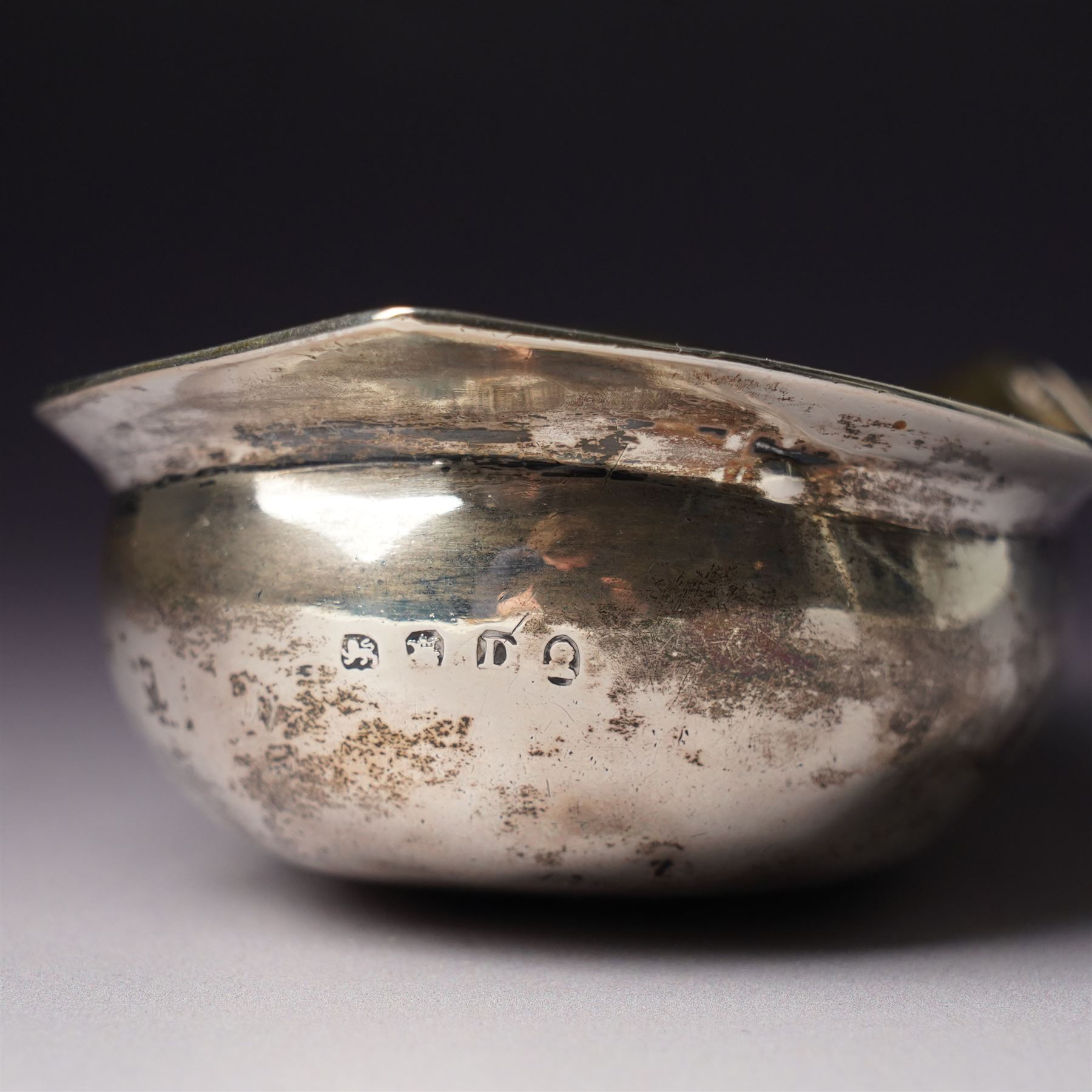 George III silver pap boat with gilded interior London 1799 and a silver gilt copy of the Coronation spoon, cased L25cm London 1936 Maker Wakely & Wheeler