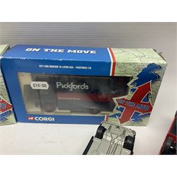 Corgi - approximately forty die-cast models of various scales to include ‘On the Move’ CC11406 and CC11407, both boxed; Renault 16, Ford Consul Classic, Vanwall Racing Car etc 