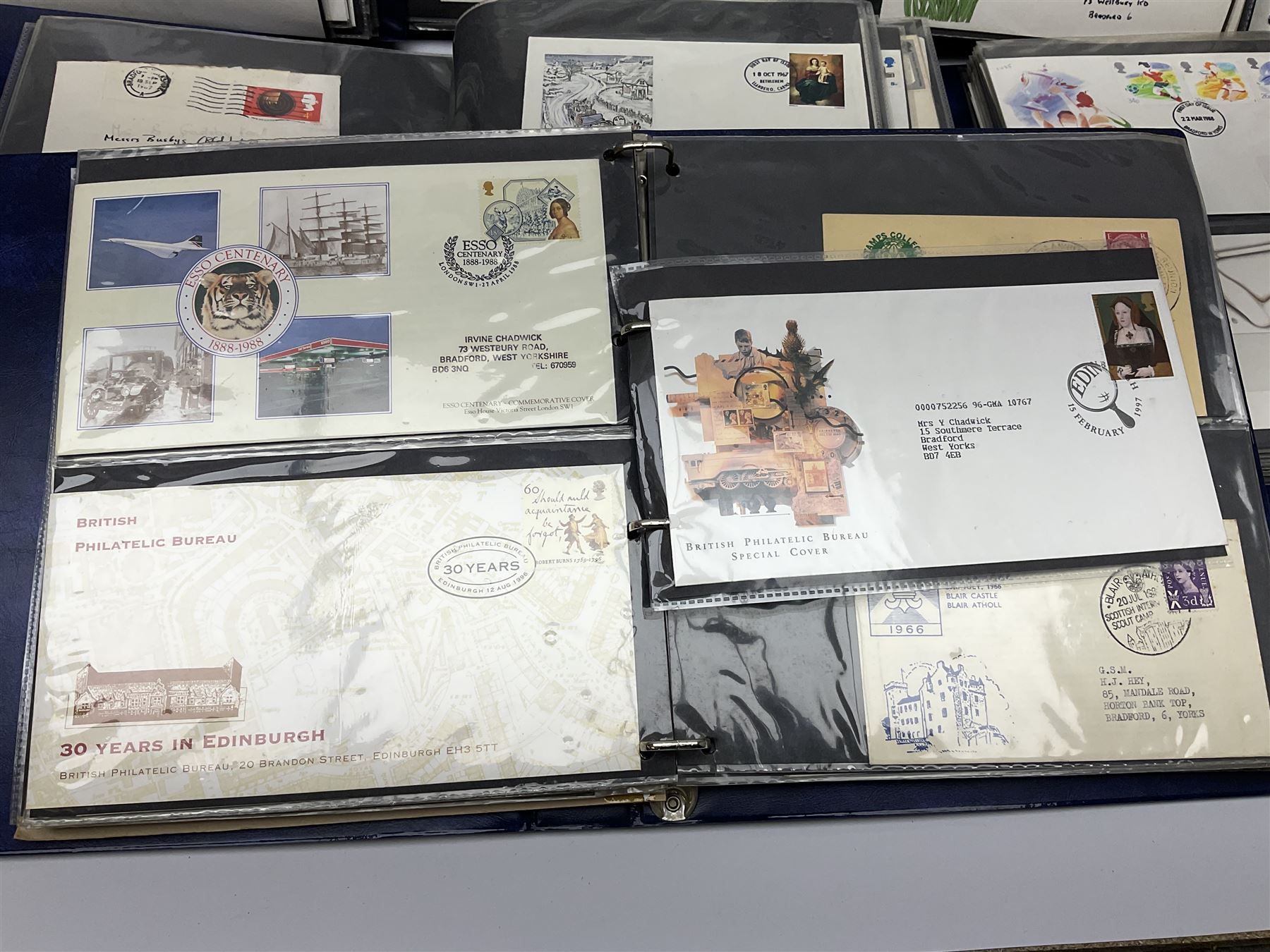 Mostly Great British first day covers, some with special postmarks, from the 1960s to the early 2000s and a small number of Queen Elizabeth II usable postage stamps, housed in eleven ring binder folders