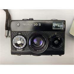 Rollei 35 S Compact Camera, black, with 'Rollei HFT 40mm f/2.8 Sonnar' lens, in leather case