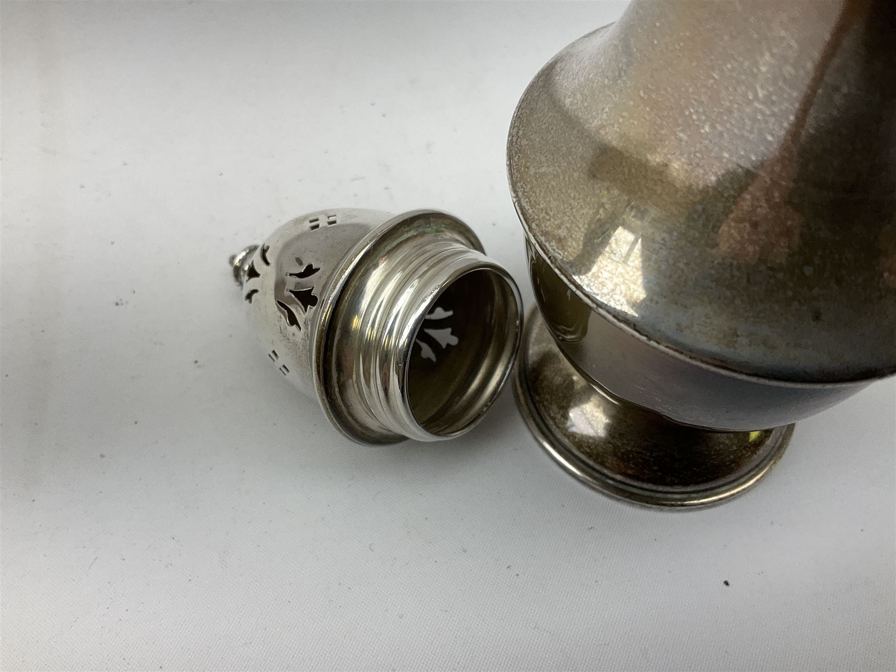 20th century silver sugar caster, of typical baluster form, hallmarked Elkington & Co Ltd, Birmingham, approximate weight 62 grams