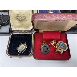 Silver jewellery including St Johns Ambulance medal, tiger's eye necklace, identity bracelet, etc, together with Festival of Britain powder compact, Ippag dice lighter, Win International lighter, Victorian and later costume jewellery and wristwatches