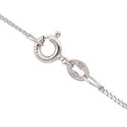 9ct white gold single stone round brilliant cut diamond pendant necklace, hallmarked