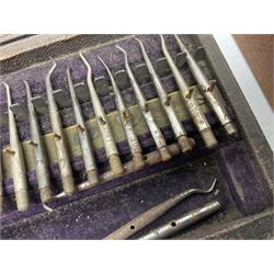 Set of Pharmaceutical scales, marked 'The Holborn Surgical Inst. co. Ltd London' together with two postal scales and to cased sets of dentist burs 