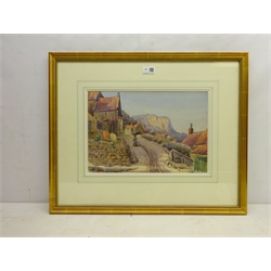  Edward Binns (Early 20th century): Cottages at Runswick Bay, watercolour signed 26cm x 38cm  
