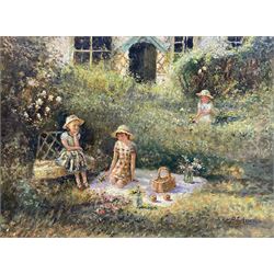 Paul J Attfield (British 1950-): Summer in the Garden, oil on canvas signed 44cm x 59cm