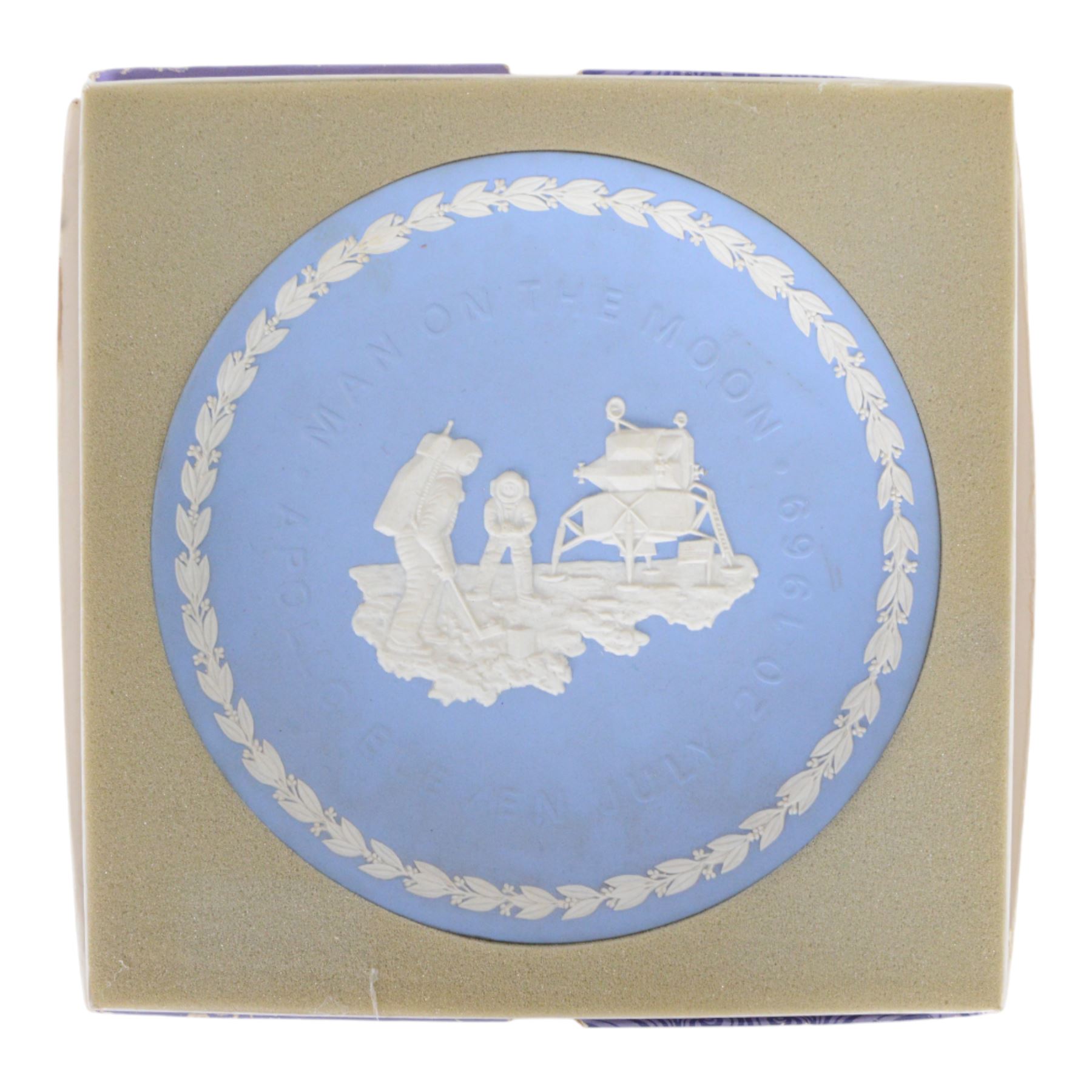 Wedgwood Jasperware plate Man on the Moon, in original box 