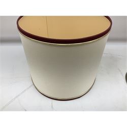 Poole Pottery table lamp in Volcano pattern of cylindrical form, with a cream lampshade, lamp H30cm