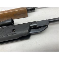 Crosman 760 .177 cal. Junior air rifle with under lever faux pump action and simulated wooden fittings; serial no.278047476, L90cm overall; and SMK B1 Synthetic .22 cal. Youth's air rifle with break-barrel action and 4 x 20 scope; serial no.1721229956084915F, L98.5cm overall (2)  NB: AGE RESTRICTIONS APPLY TO THE PURCHASE OF AIR WEAPONS.