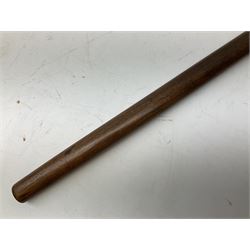 Early 20th century ceremonial Tomahawk pipe, steel axe head with pipe bowl, drilled drawing shaft, 46cm