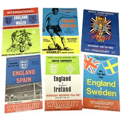 Football - 1966 World Cup Final programme; and five other 1960s programmes for England Internationals against Scotland (1967), Wales (1969), N. Ireland (1967), Spain (1967) and Sweden (1968) 