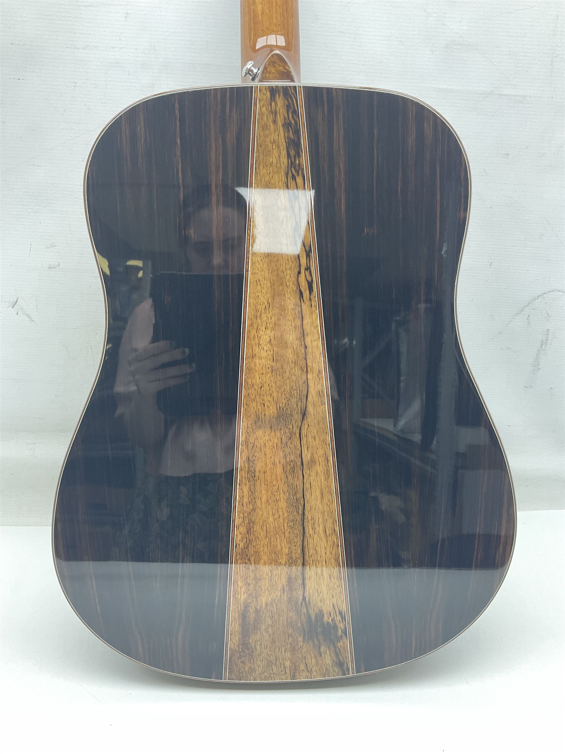 Tanglewood Dreadnought spruce and java wood acoustic guitar the three-piece back with mango spalted wood insert; in Faith hard carrying case; serial no.201147017 L103cm