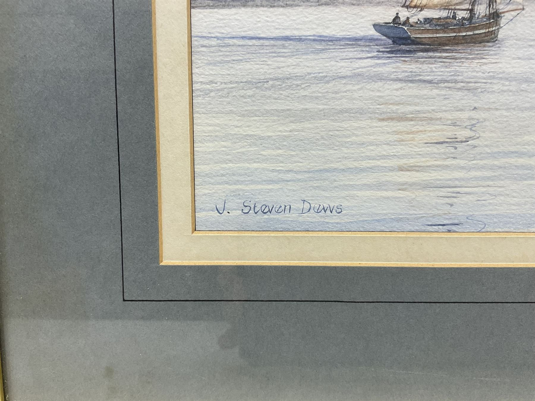 John Steven Dews (British 1949-): 'Hull Whaler passing Spurn Head', watercolour signed, titled and dated '82 on label verso 27cm x 45cm 
Provenance: private East Yorkshire collection; with E Stacy-Marks, Eastbourne, label verso