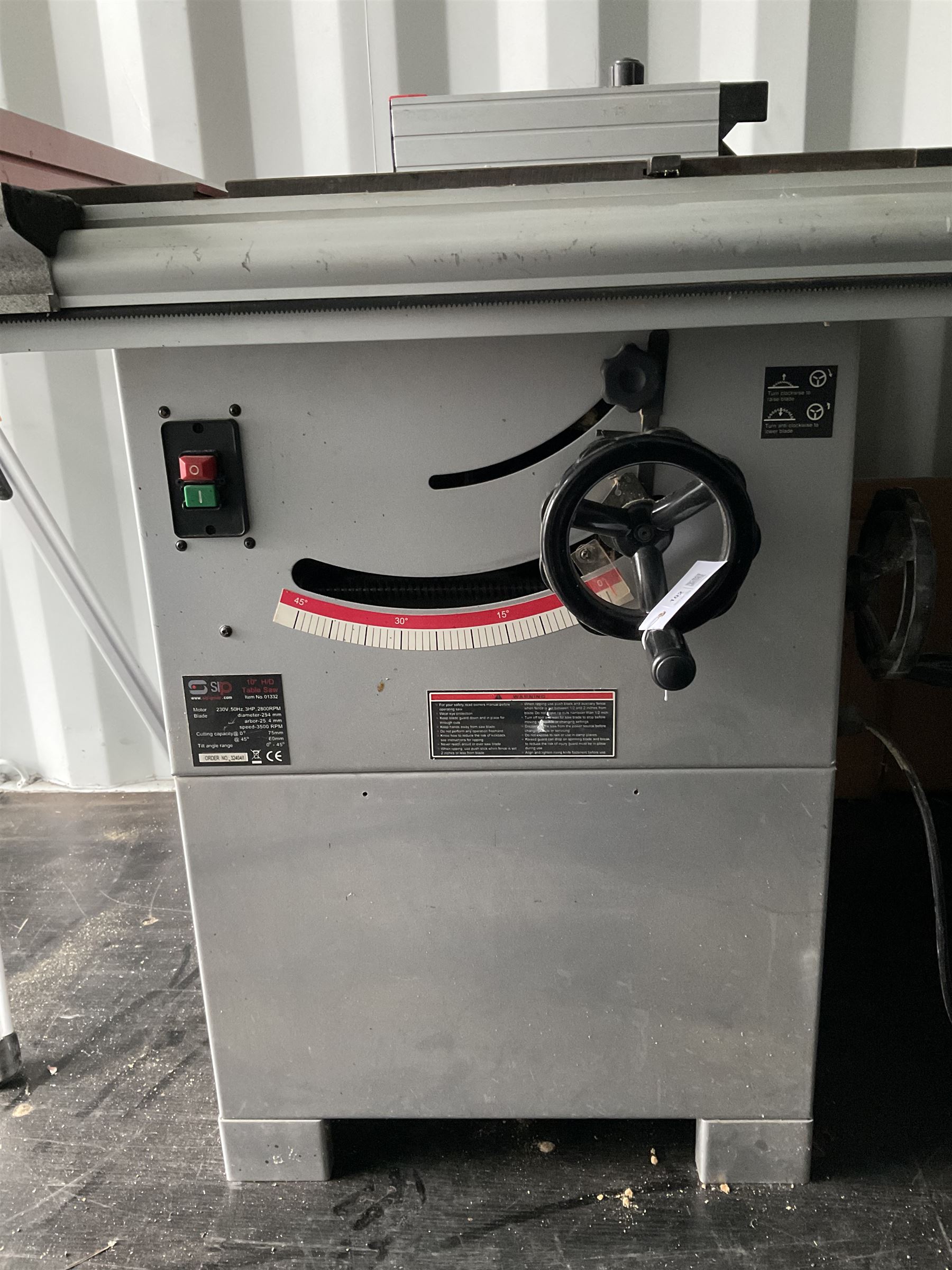 “Sip”, 10” Table saw with aluminium guides, 3500 rpm - THIS LOT IS TO BE COLLECTED BY APPOINTMENT FROM DUGGLEBY STORAGE, GREAT HILL, EASTFIELD, SCARBOROUGH, YO11 3TX