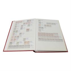 Extensive and well-annotated collection of Great Britain and World Queen Victoria and later stamps, including Queen Victoria penny black with faint red MX cancel, 1840 two pence blue, embossed issues, QV one pound brown lilac, QV one pound green, King Edward VII one pound green, numerous King George V seahorses, 1929 Postal Union Congress one pound, unused, King George VI 1939-48 mint set of six including ten shillings dark blue, Cape of Good Hope triangles, further Commonwealth issues, etc