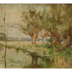 English School (Early 20th century): 'Cherwell', oil on panel unsigned, titled verso 18cm x 20cm