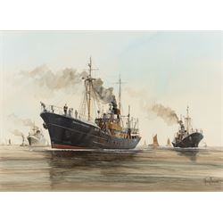Adrian Thompson (British 1960-): Kingston Andalusite Trawler of Hull, watercolour signed 3...