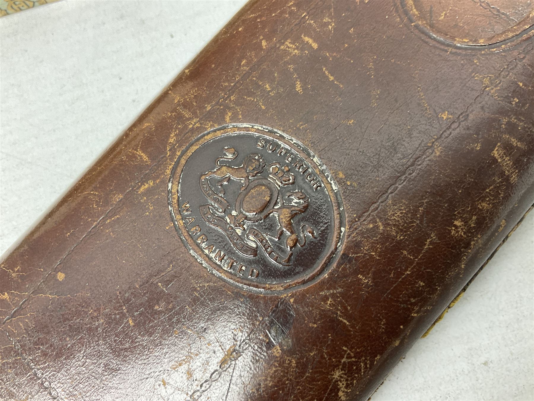 Victorian leather cigar protector with metal match striking plate on the end, and quantity of boxed cigars, comprising Willem II Churchill cigar, Willem II double dutch, Quintero Y Hno Habana cigars and Romeo Y Julieta, habana
