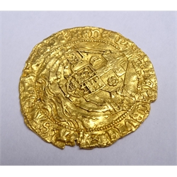 Edward IV gold angel coin, registered on finds.org.uk with the unique ID: YORYM-2CE204, the coin has been professionally flattened/straightened since being recorded  