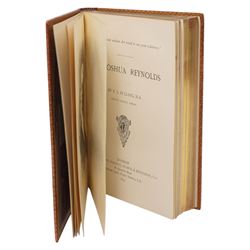 Pulling, F.S. - 'Sir Joshua Reynolds,, published Sampson Low, 1892 and Brock-Arnold, George M. - 'Gainsborough' published Sampson Low 1889, bound together in one volume, full leather with marbled end papers, bookplate of Lionel Montagu, all edges gilt, Ruskin, John - 'The Stones of Venice', volumes 1 & 2 of 3, published by G Allen, 1881 2nd edition, leather and marbled boards, Ruskin, John 'The Stones of Venice' published by G Allen 1893, 1st edition with green boards and Ruskin, John - 'Sesame and Lilies' published G Allen 1895 in soft leather, 'The Essays or counsels Civil and Moral', Routledge 1883 in half leather boards. 'Selections from speeches and writings of Edmund Burke' circa 1890, Tupper, A F 'Proverbial Philosophy' 1838, embossed and gilt leather, all edges gilt and Lord Macauley 'Historical Essays' 1923 
