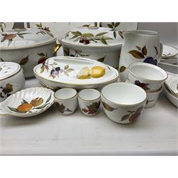Royal Worcester Evesham pattern dinner wares, to include lidded tureens, eight dinner plates, serving tray, ramekins, jug, seven bowls, egg cups, serving dishes etc, approx 47 pcs, all with printed marks beneath