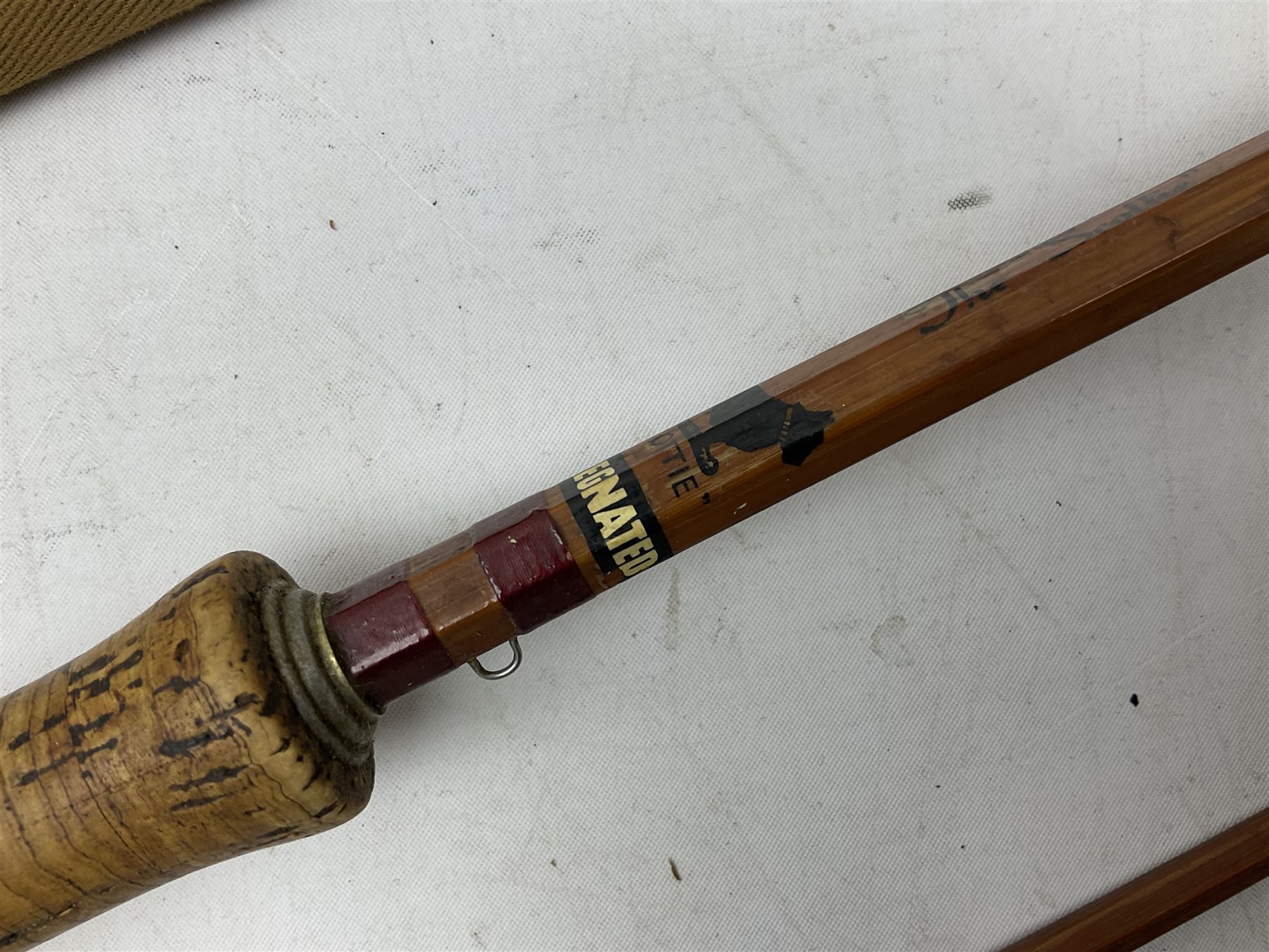 'The Scottie' 9ft 6inch split cane two piece fly fishing rod, housed in a Farlow's London rod bag