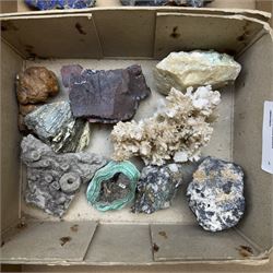 Large private collection of minerals and fossils including, Malachite, Azurite, Amethyst, agate, coprolite (fossilised excrement) etc 