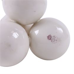 Royal Worcester spill vase, consisting of four conjoined bulbus vases, each hand painted with floral sprigs, with gilt handles and rims, with puce mark beneath, H15cm