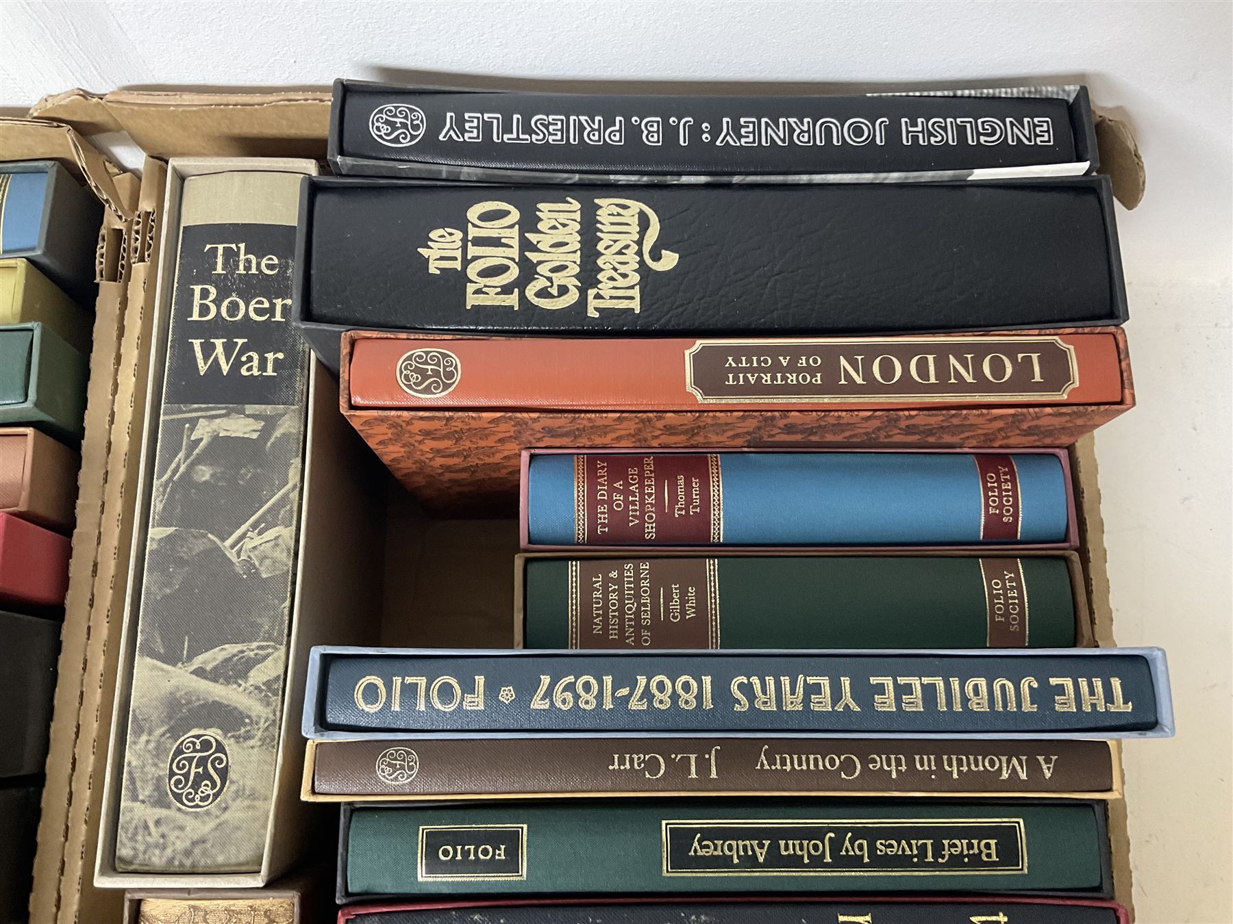 Folio Society; twenty eight volumes, including The Seven Year War, The Boer War, The Ottoman Empire, The Moons a Balloon, Captain Cooks Voyages etc 