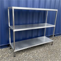 Stainless steel, three tier shelving unit  - THIS LOT IS TO BE COLLECTED BY APPOINTMENT FROM DUGGLEBY STORAGE, GREAT HILL, EASTFIELD, SCARBOROUGH, YO11 3TX