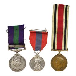 Queen Elizabeth II General Service medal with Cyprus clap, name unreadable, together with ...