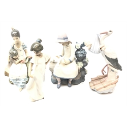  Two Lladro figures and two Nao comprising 'Special Gift' 6228 and Mother & Son etc (4)  