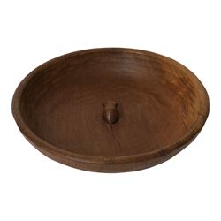 Mouseman - tooled oak fruit bowl,  carved with mouse signature, by the workshop of Robert Thompson, Kilburn, D30cm