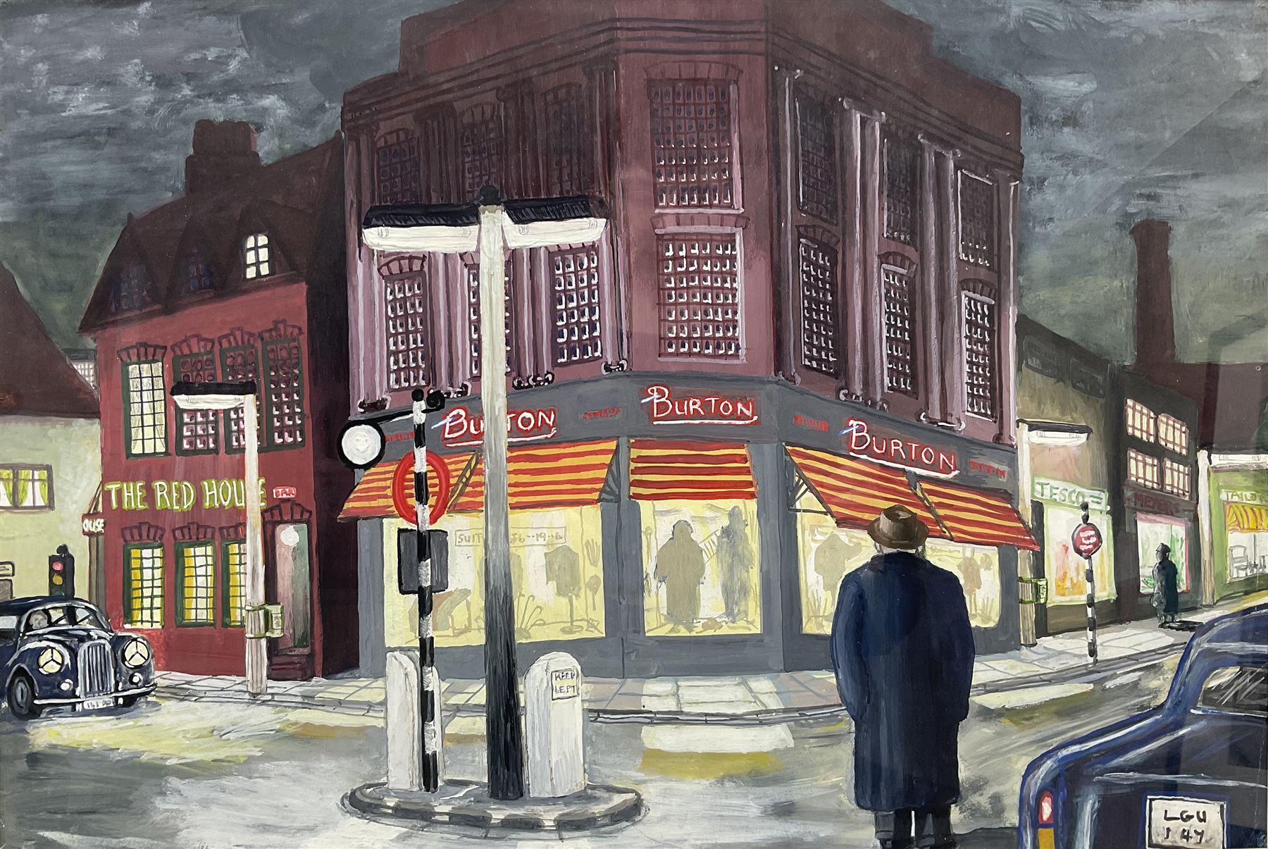 Malcolm David Thackwray (British 1943-2015): 'Woking Town Centre 1959', gouache, signed titled and dated verso 38cm x 56cm