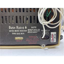 1950s Bush Type DAC 90A valve radio in cream Bakelite case, H23cm W29cm D19cm, together with Bush Type DAC 10 radio in brown Bakelite case