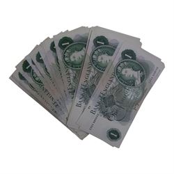 Large quantity of Queen Elizabeth II one pound notes, and five ten shilling notes