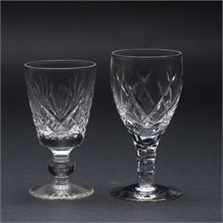 Collection of Stuart 'Ludlow' and 'Carlingford' pattern table glass including claret and hock glasses, tumblers, sherry glasses, etc together with a hobnail cut decanter etc