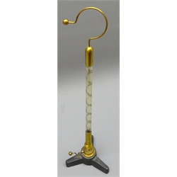  Static accessory Luminous column, glass tube with brass fittings on cast metal base, H32cm  