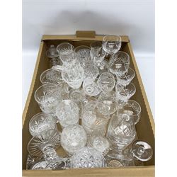 Selection of cut glass drinking glasses, including Stuart Crystal etc