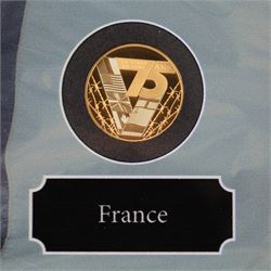 The London Mint Office 'The 2020 World War II Western Allied Set', comprising United States of America one tenth ounce gold five dollar coin, United Kingdom fine gold proof twenty-five pound coin, France fine gold proof fifty euro coin, and Canada 14ct gold proof one hundred dollar coin, cased with certificate