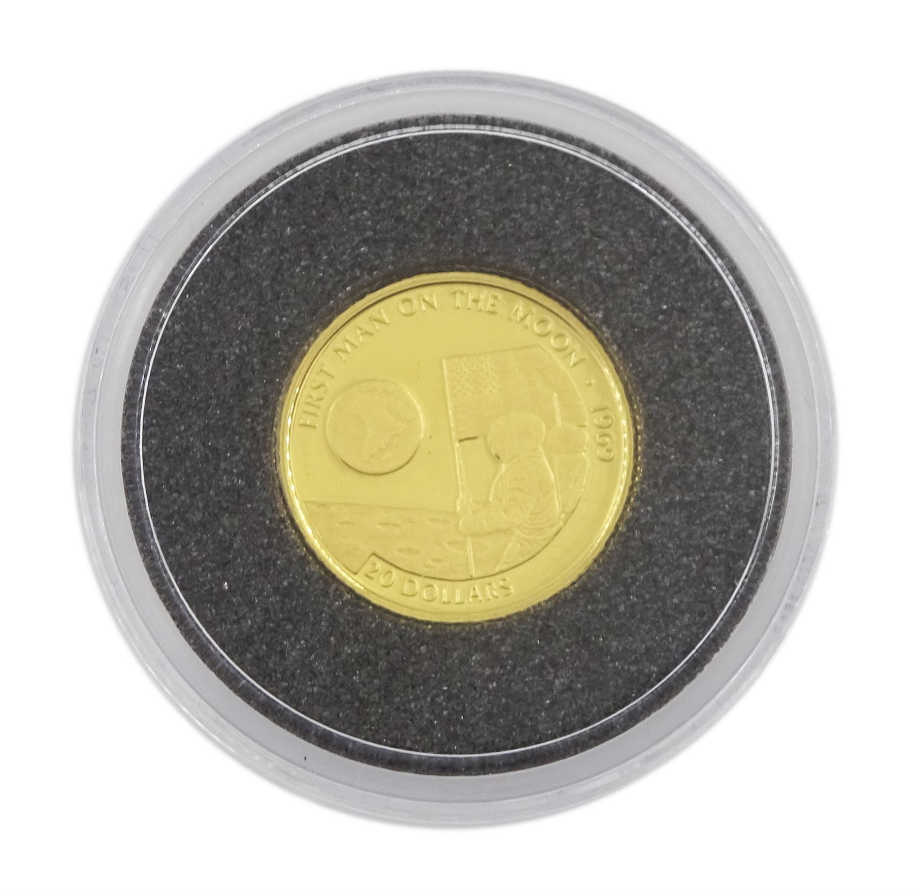 Queen Elizabeth II Cook Islands 1995 fine gold 1/25 ounce 'Moonlanding' coin from 'The Smallest Gold Coins of the World Collection', with certificate