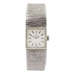 Omega 9ct white gold ladies manual wind bracelet wristwatch, circa 1960's, Cal 650, with additional gold parts 