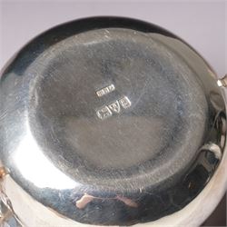 Edwardian silver two handled double lipped sauce boat Chester 1905 Maker Stokes & Ireland Ltd and a silver bowl D12cm Sheffield 1910 