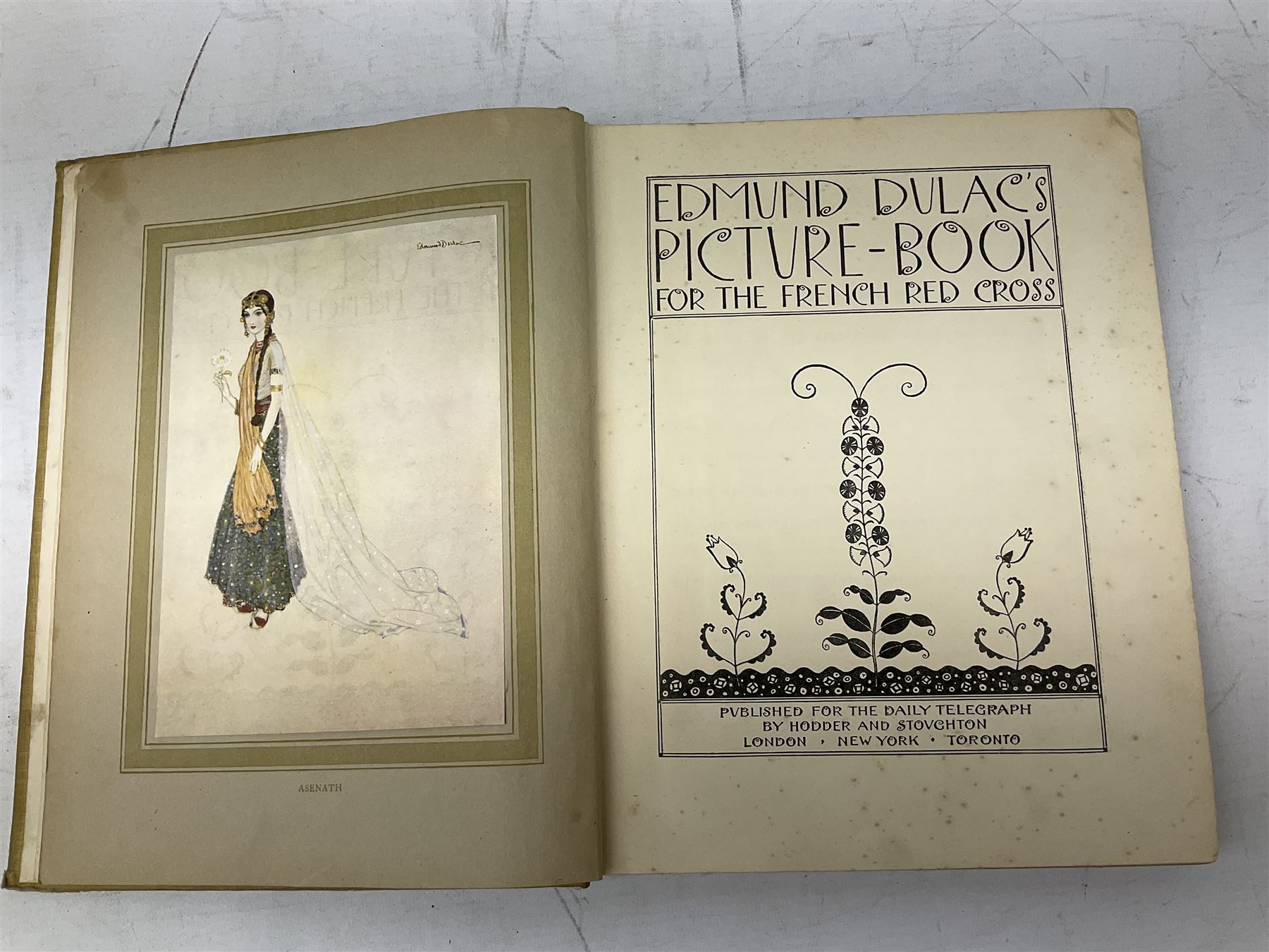 Edmund Dulac's Picture book for the French Red Cross, together with four framed and glazed hand coloured equestrian prints, in one box