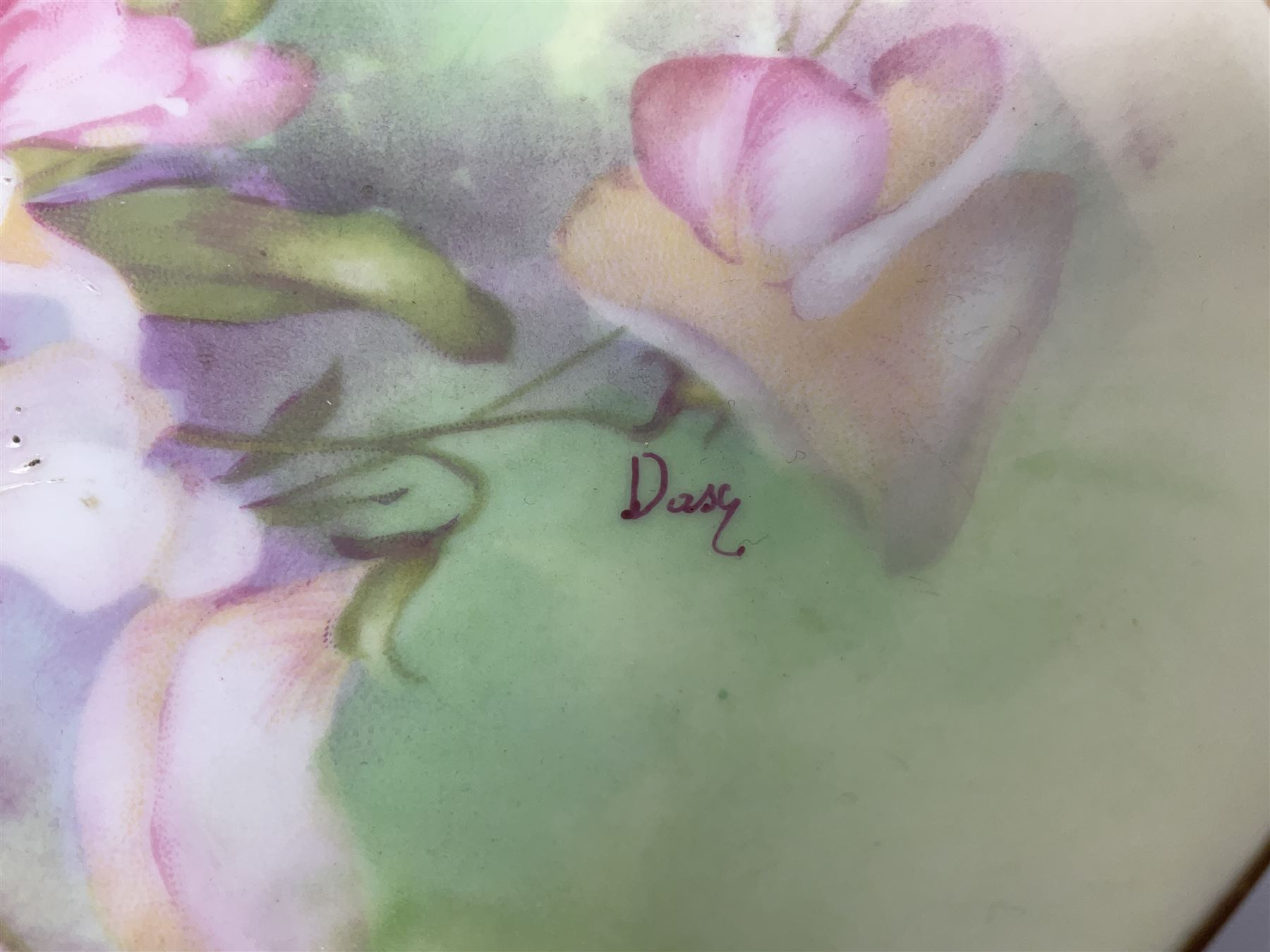 Royal Worcester blush ivory vase and cover, the vase of baluster form on gilt claw feet, shape No.1019, with printed beneath, Together with Limoges dish, vase H16cm