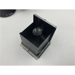 Mamiya RZ67 professional camera body, serial no 120282, with 'Mamiya-Sekor Z f=50mm 1:4.5 W' lens, serial no 18057 and RZ67 AE Prism Finder serial no 106809