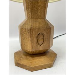 'Acornman' oak table lamp, octagonal form with acorn signature, by Alan Grainger of Brandsby 